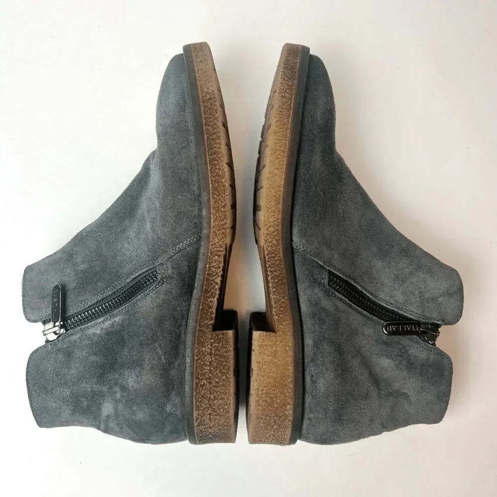 Italeau Waterproof Foliana Booties Suede Ankle Boots Gray Sz 5.5